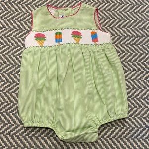 Smocked Ice Cream baby girl bubble